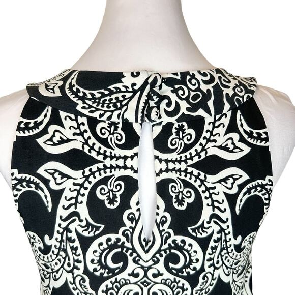 White House Black Market Dress Womens Size 2 Black White Mock Halter Blouson - Picture 5 of 10